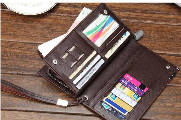 Men's Leather Plain Bifold Long Wallet - Image 4