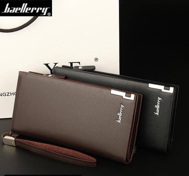 Men's Leather Plain Bifold Long Wallet